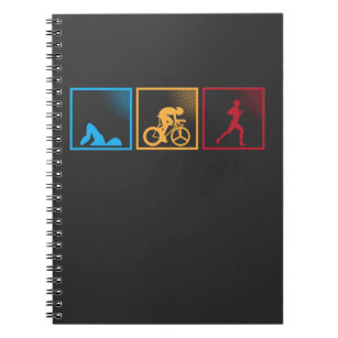 Retro Triathlon Swimming Cycling Running Athlete Notebook