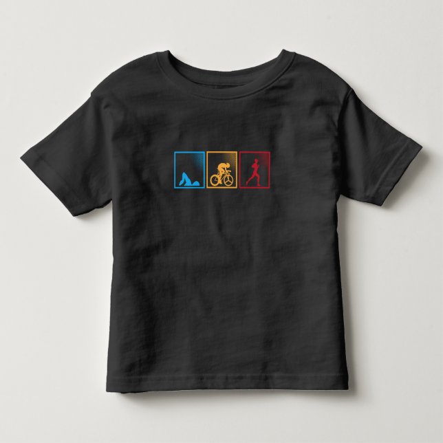 Retro Triathlon Swimming Cycling Running Athlete Toddler T-shirt (Front)