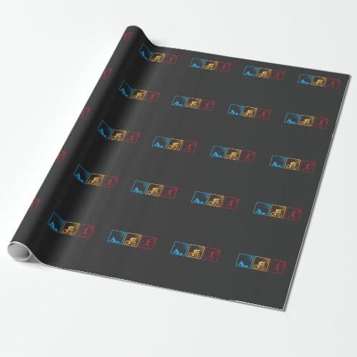 Retro Triathlon Swimming Cycling Running Athlete Wrapping Paper