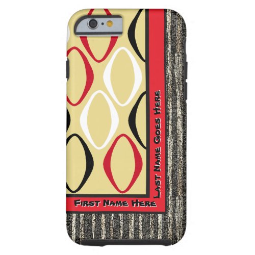 Retro Tribal in Custard Red Black Personalized Tough iPhone 6 Case