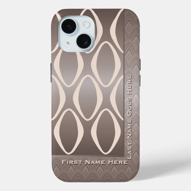 Retro Tribal in Taupe and Almond - Personalized Case-Mate iPhone Case (Back)