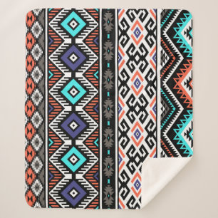 Retro Tribal Navajo: Geometric Seamless. Sherpa Blanket