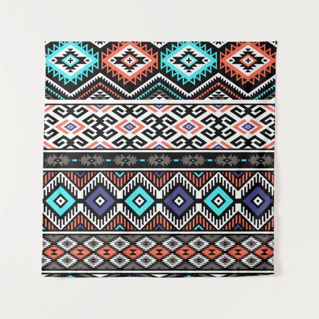 Retro Tribal Navajo: Geometric Seamless. Tapestry (Front)