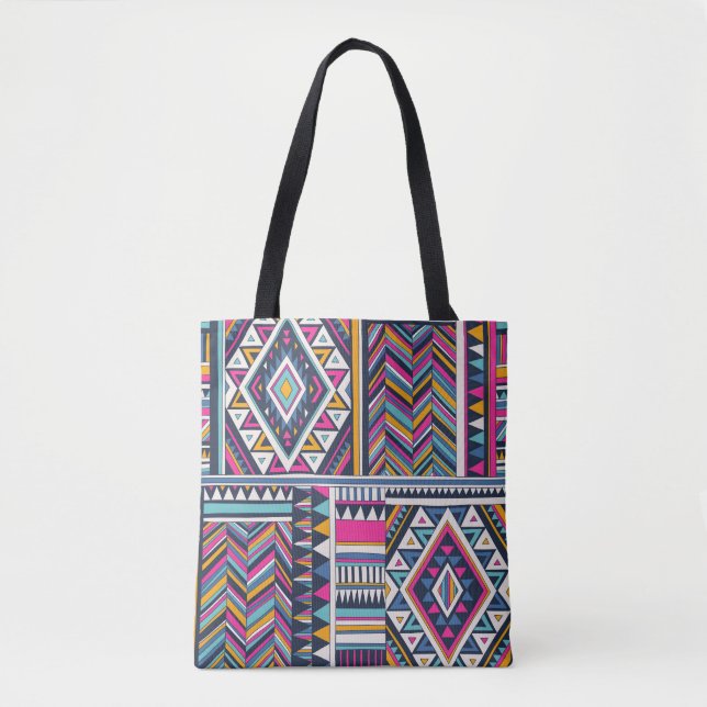 Retro tribal, vintage geometric pattern. tote bag (Front)
