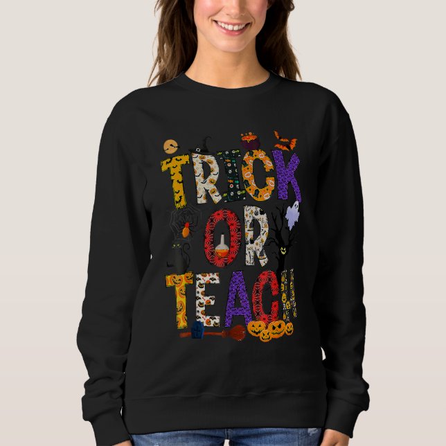 Retro Trick Or Teach Teacher Halloween Costume Men Sweatshirt (Front)