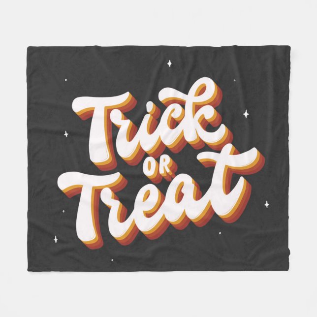 Retro Trick or Treat Fleece Blanket (Front (Horizontal))