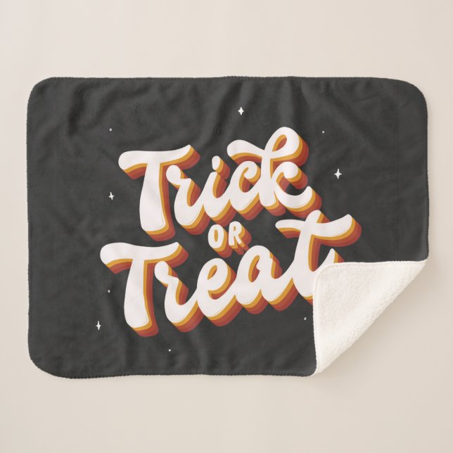Retro Trick or Treat Sherpa Blanket (Front (Horizontal))