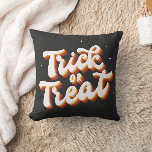 Retro Trick or Treat Throw Pillow