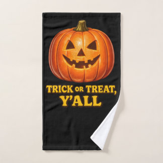 Retro Trick or Treat Yall Southern Pumpkin Hand Towel
