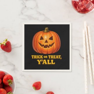 Retro Trick or Treat Yall Southern Pumpkin Napkins