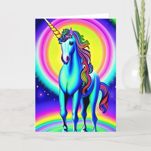 Retro Trippy Psychedelic Hippie Groovy Unicorn  Holiday Card