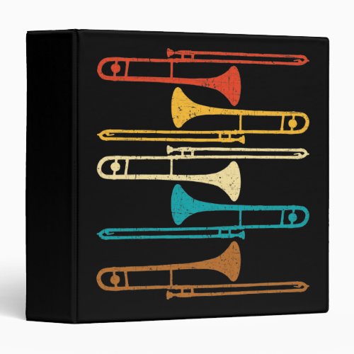 Retro Trombone _ Jazz 3 Ring Binder