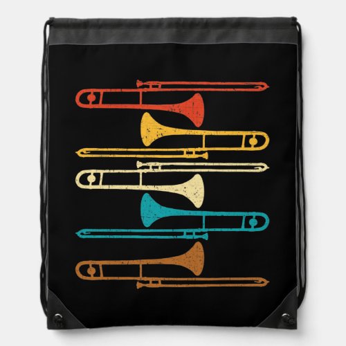 Retro Trombone _ Jazz Drawstring Bag
