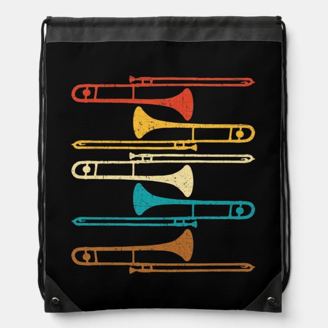 Retro Trombone - Jazz Drawstring Bag (Front)