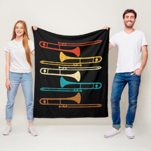 Retro Trombone - Jazz Fleece Blanket
