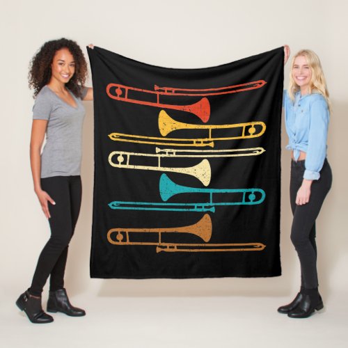 Retro Trombone _ Jazz Fleece Blanket