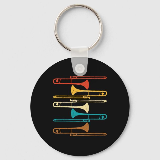 Retro Trombone - Jazz Keychain (Front)