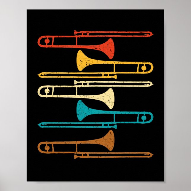 Retro Trombone - Jazz Poster (Front)