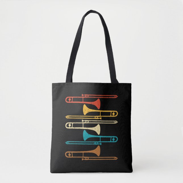 Retro Trombone - Jazz Tote Bag (Front)