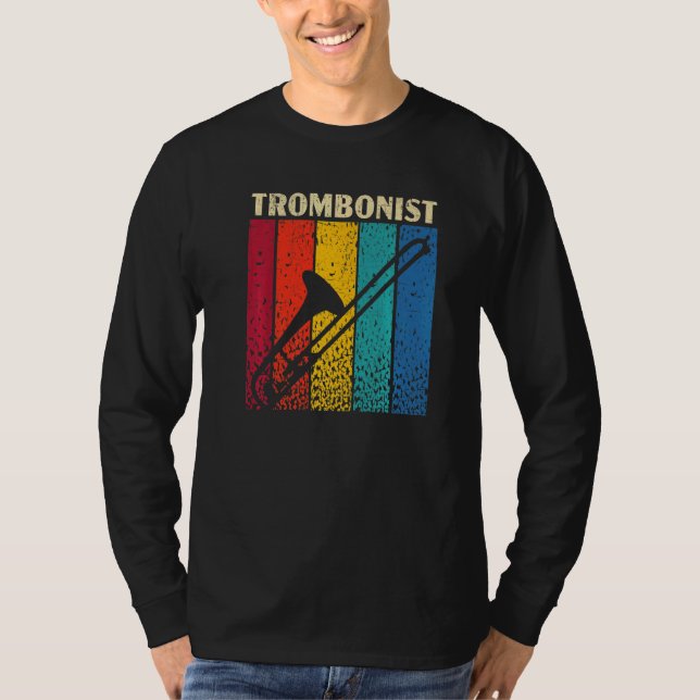 Retro Trombonist Musical Instrument Musician Tromb T-Shirt (Front)