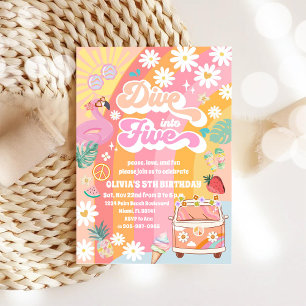 Retro Tropical 5th Birthday Invitation