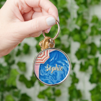 Retro Tropical Arch Pool Party Keychain