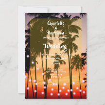 Retro Tropical Beach Palm Trees Photo Wedding
