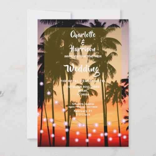 Retro Tropical Beach Palm Trees Photo Wedding Holiday Card