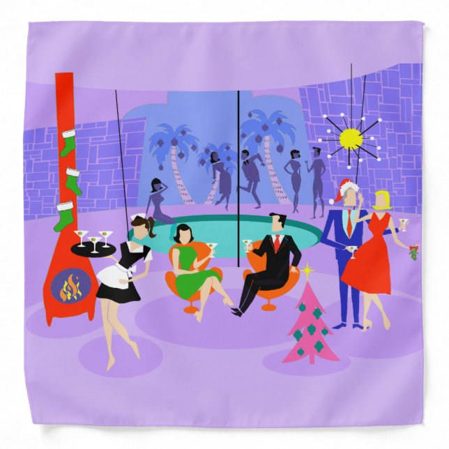 Retro Tropical Christmas Party Bandana (Front)