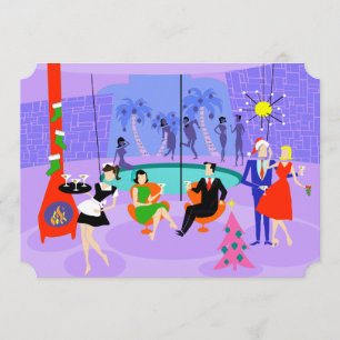 Retro Tropical Christmas Party Holiday Invitations