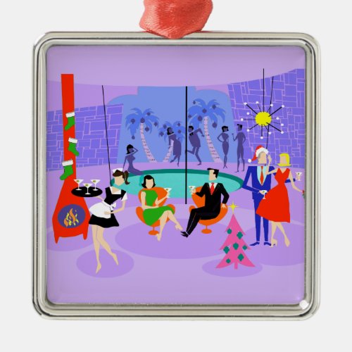 Retro Tropical Christmas Party Holiday Ornament