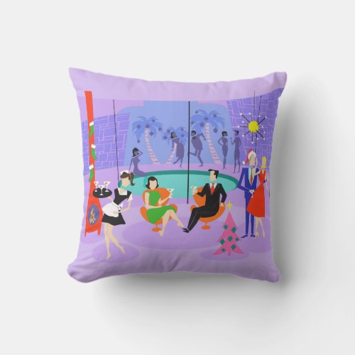 Retro Tropical Christmas Party Outdoor Pillow