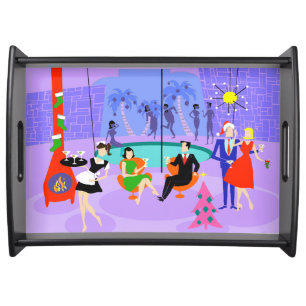 Retro Tropical Christmas Party Serving Tray