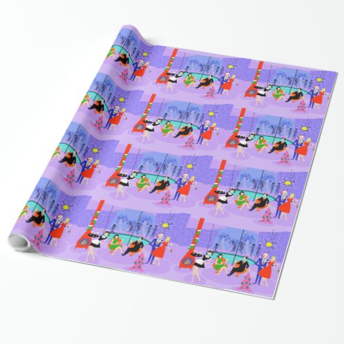 Retro Tropical Christmas Party Wrapping Paper