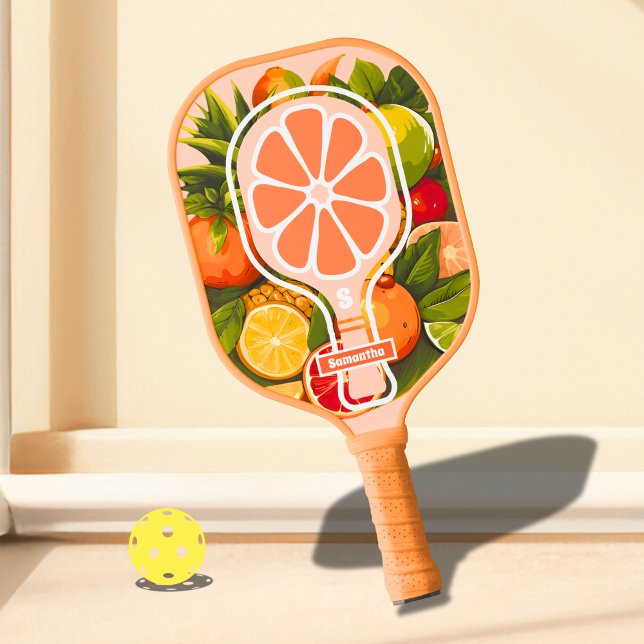 Retro Tropical Citrus Pickleball Bridal Shower Carbon Fiber Pickleball Paddle (Creator Uploaded)