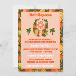 Retro Tropical Citrus Pickleball Bridal Shower Invitation
