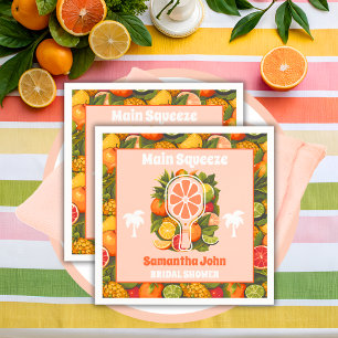 Retro Tropical Citrus Pickleball Bridal Shower  Napkins