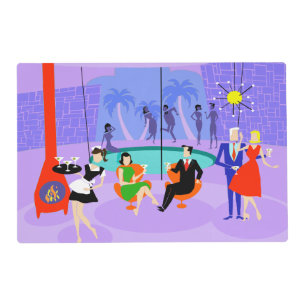 Retro Tropical Cocktail Party Pattern Placemat