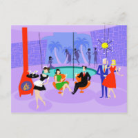 Retro Tropical Cocktail Party Postcard