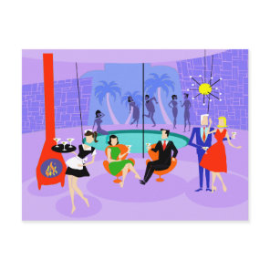 Retro Tropical Cocktail Party Postcard