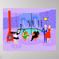 Retro Tropical Cocktail Party Poster