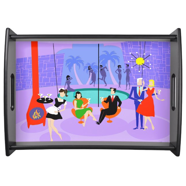 Retro Tropical Cocktail Party Serving Tray (Front)