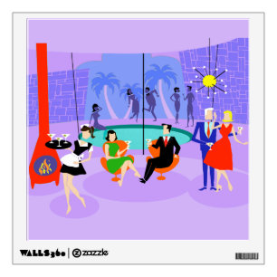 Retro Tropical Cocktail Party Wall Decal