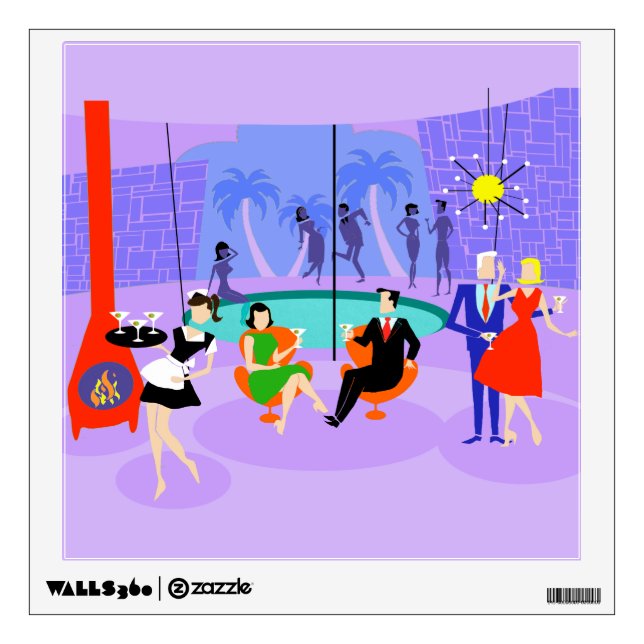 Retro Tropical Cocktail Party Wall Decal (Front)