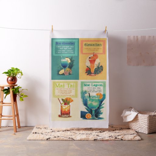 Retro Tropical Cocktail Recipes cut and sew Fabric