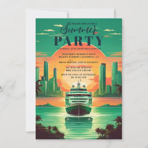 Retro Tropical cruise ship Party Invitation