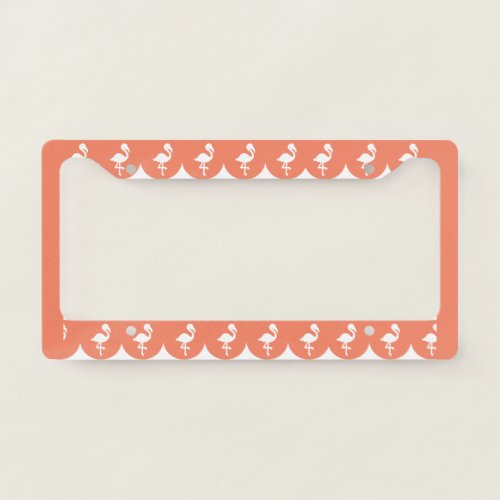 Retro Tropical Flamingos Exotic Coral Pattern License Plate Frame