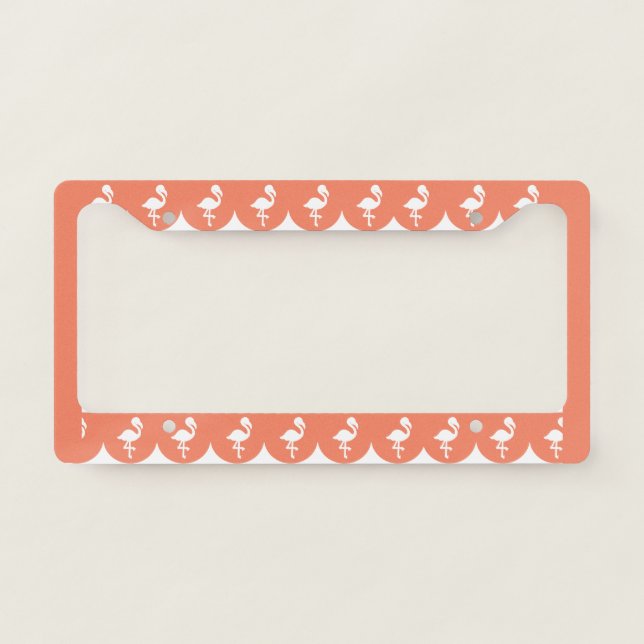 Retro Tropical Flamingos Exotic Coral Pattern License Plate Frame (Front)