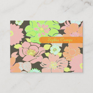 Retro tropical flowers colorful businesscards business card