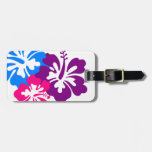 Retro Tropical Flowers Pink Blue &amp; Purple Luggage Tag at Zazzle
